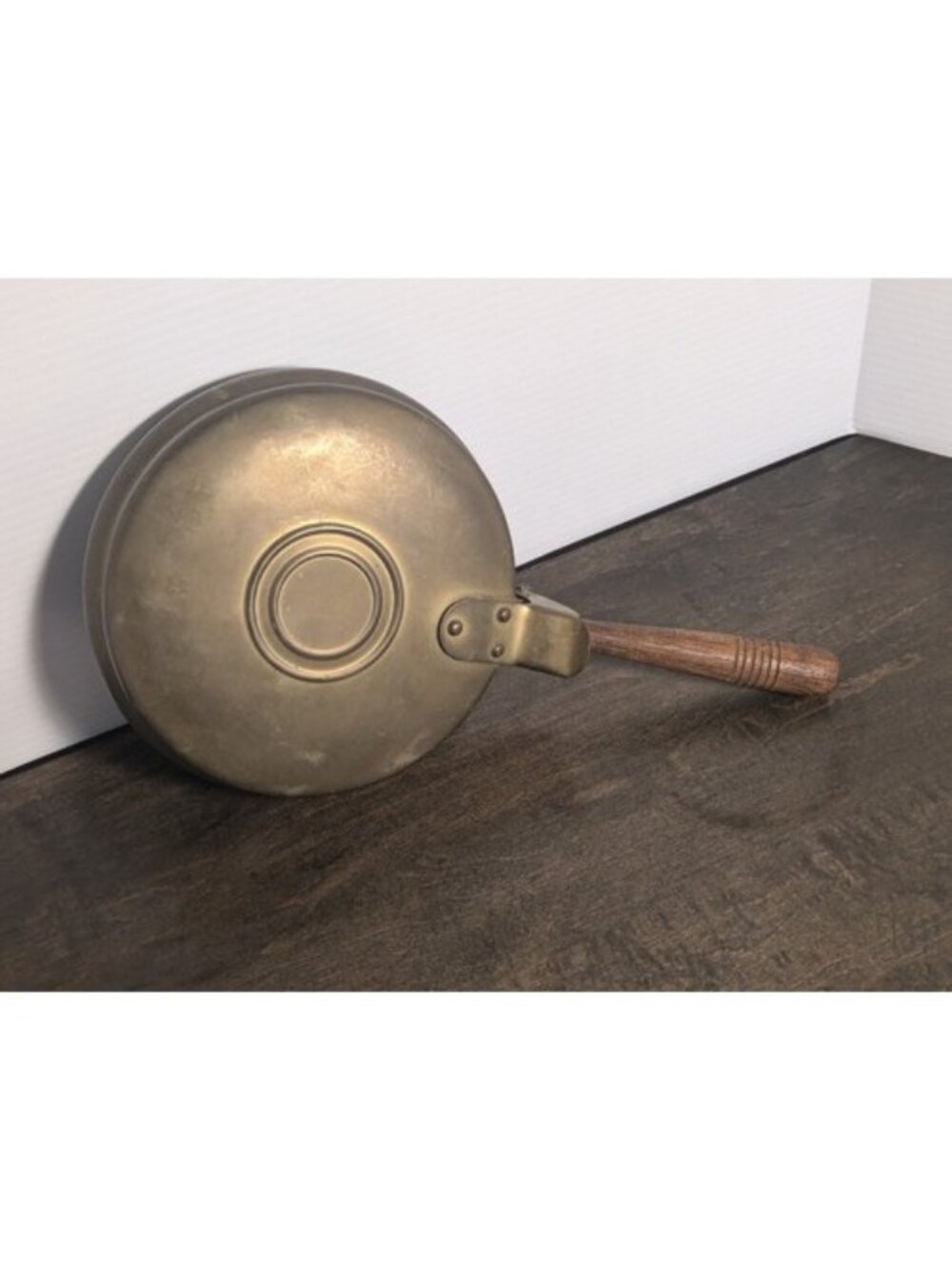 Vintage BRASS BY BLAKE Silent Butler with Wooden Handle - 6" Diameter, All Brass